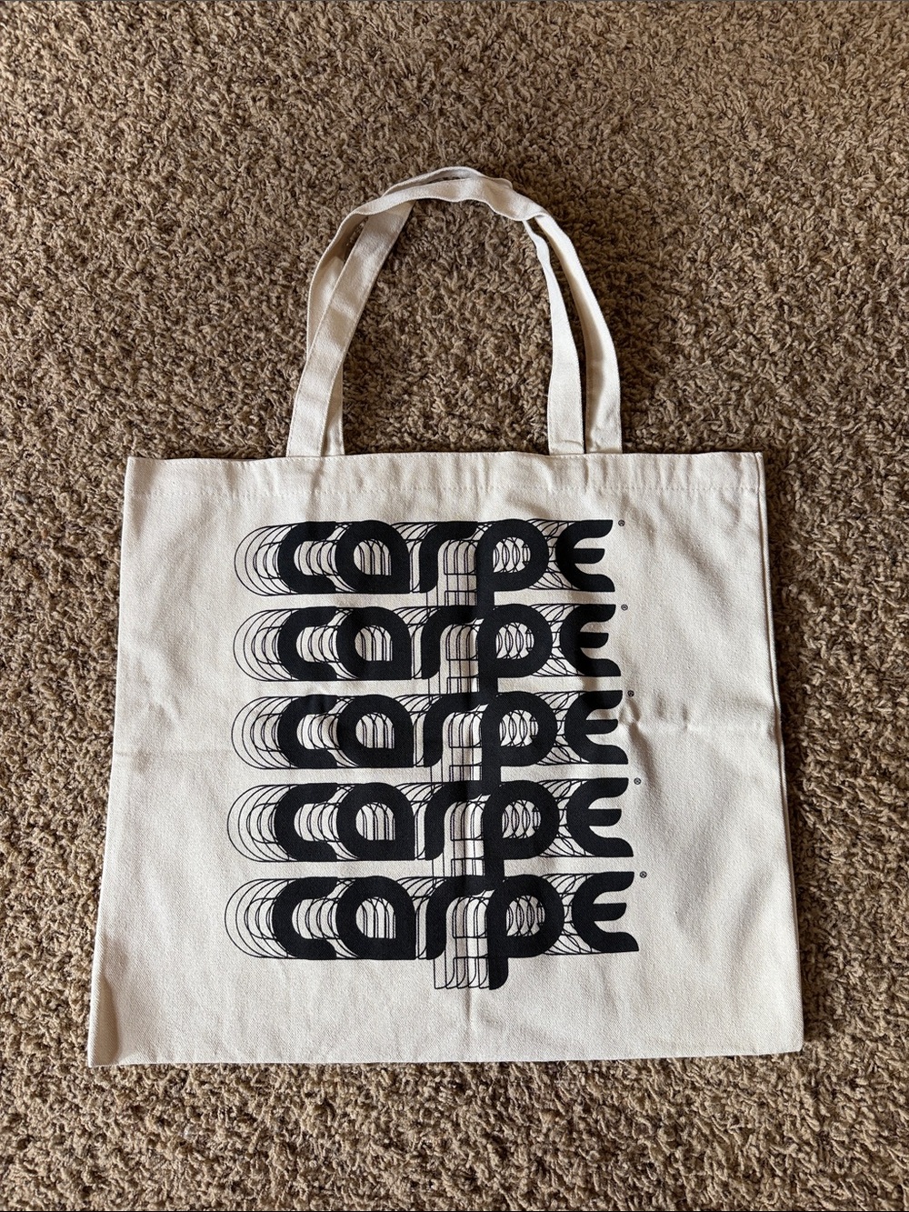 Canvas Tote Bag with Black Graphic Print